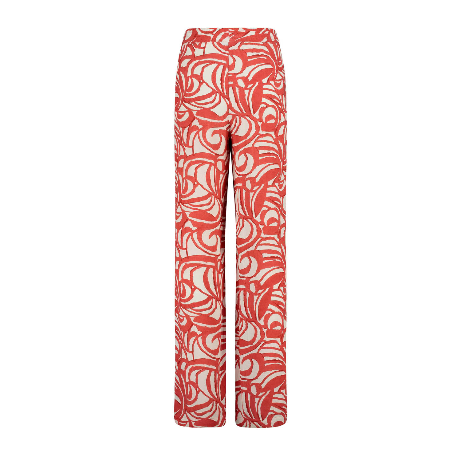 Expresso straight fit broek met all over print rood ecru