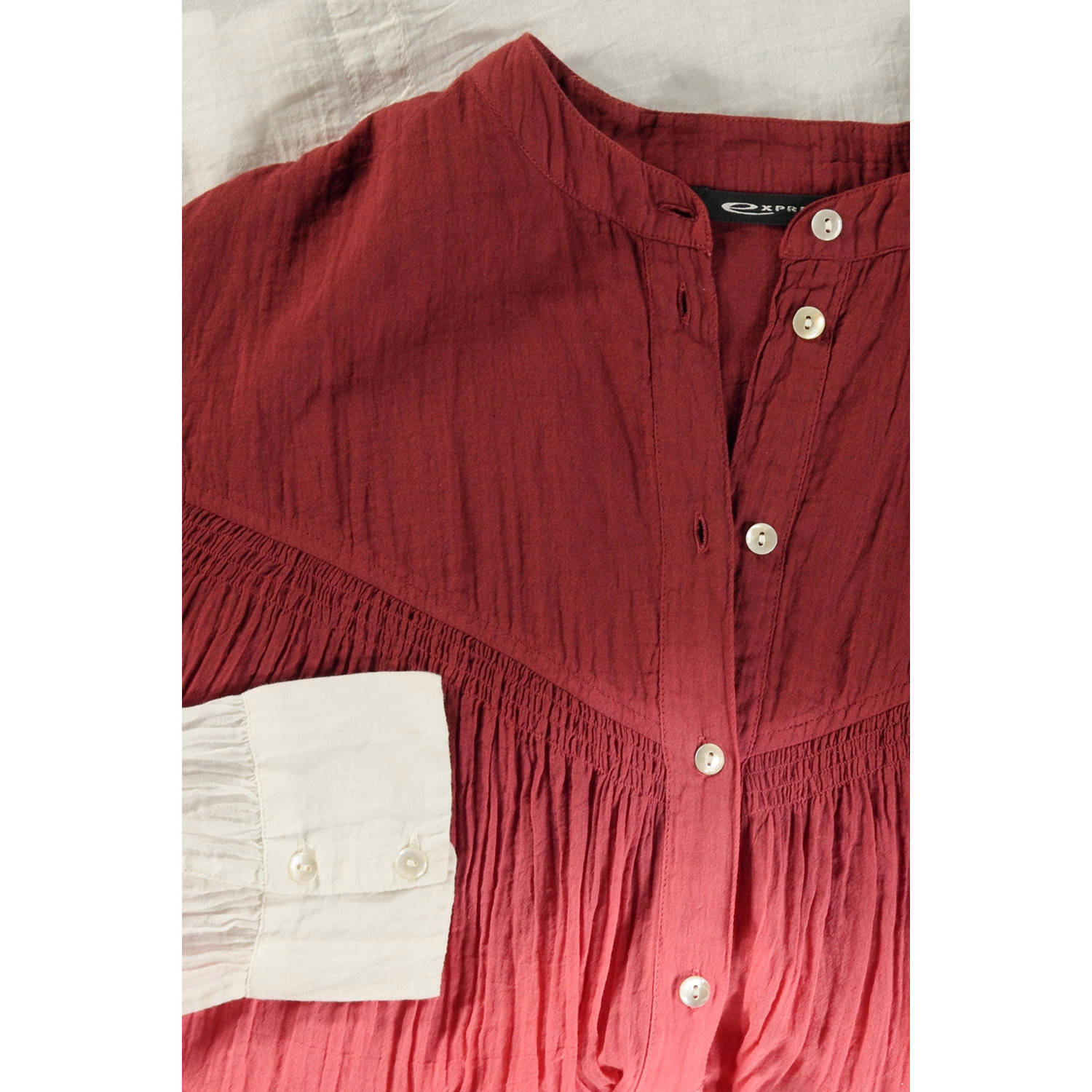 Expresso tie-dye blouse donkerrood roze ecru