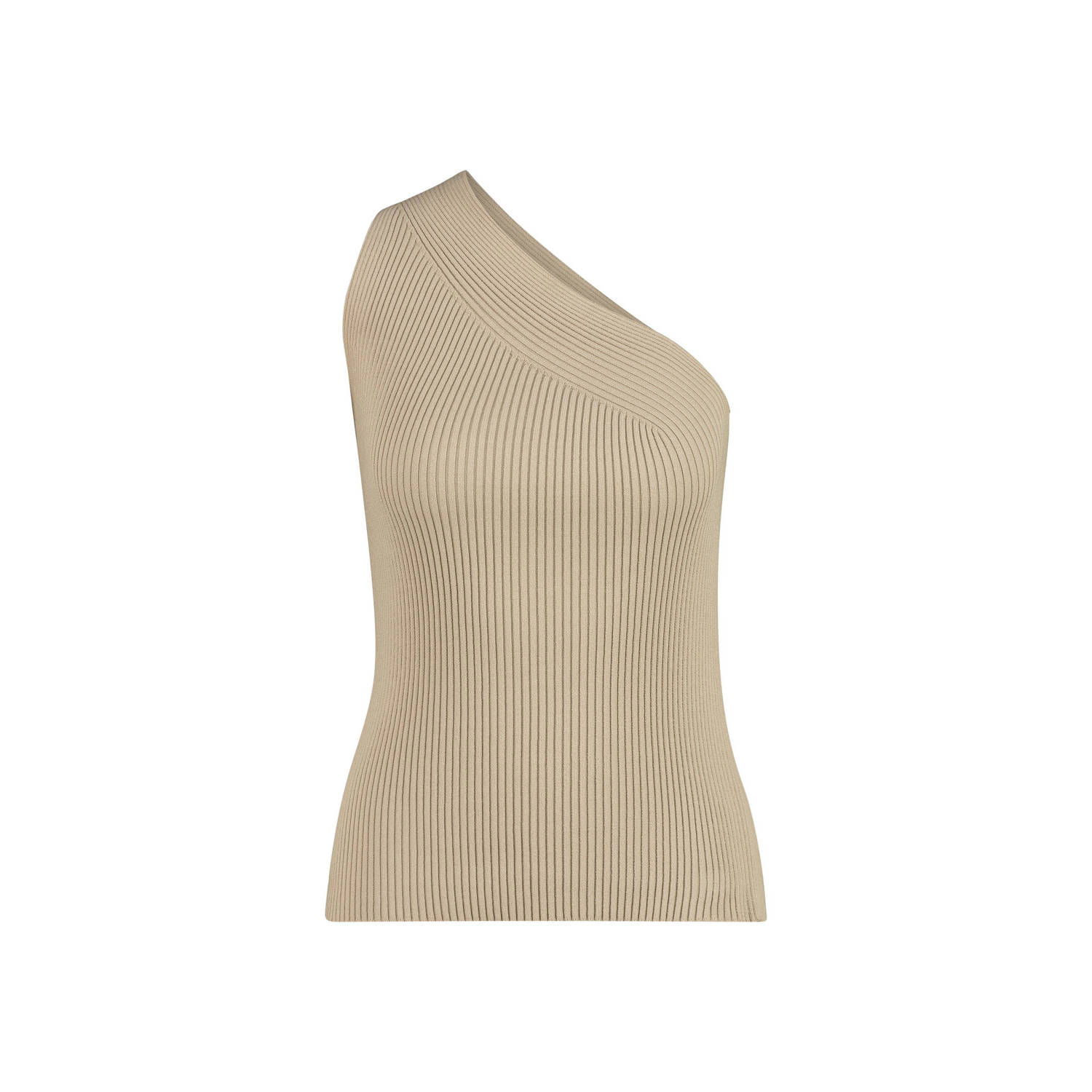 Expresso fijngebreide one shouldertop zand