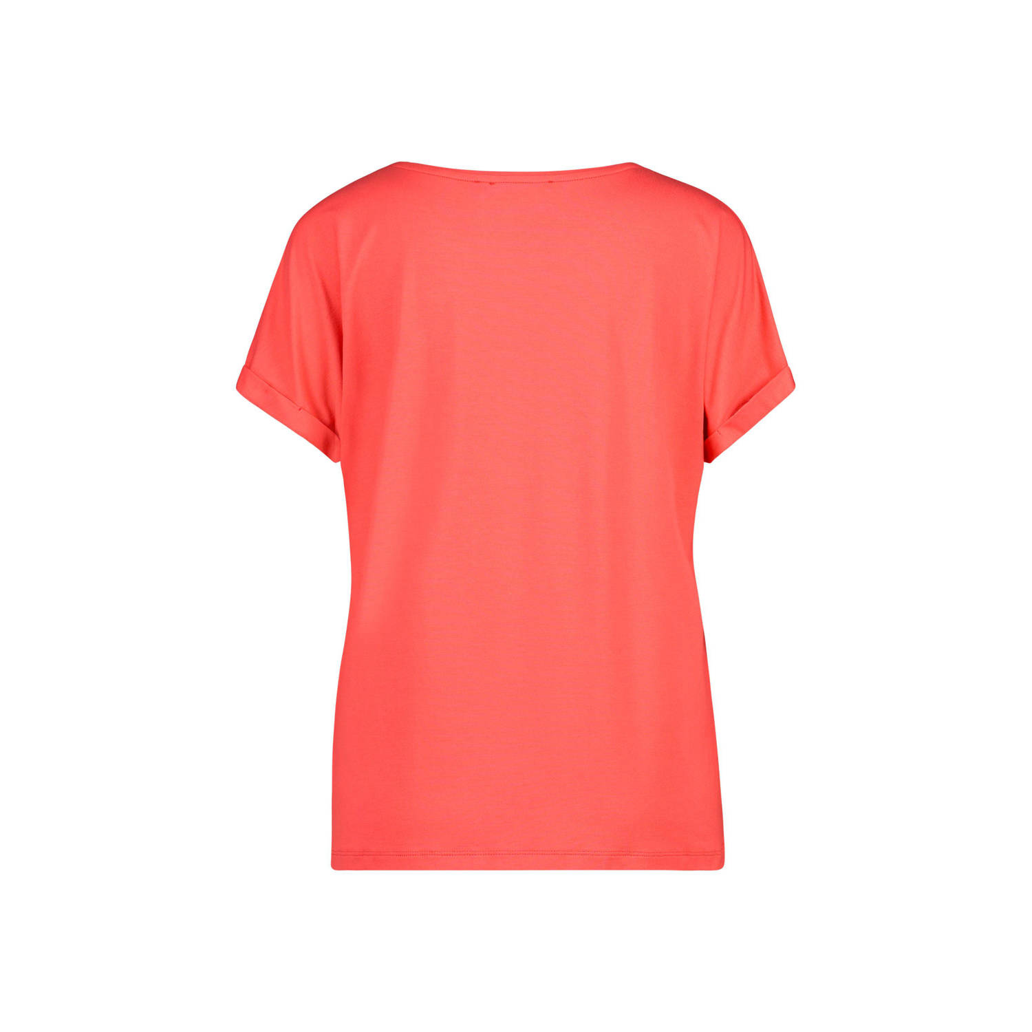 Expresso T-shirt met printopdruk koraalrood