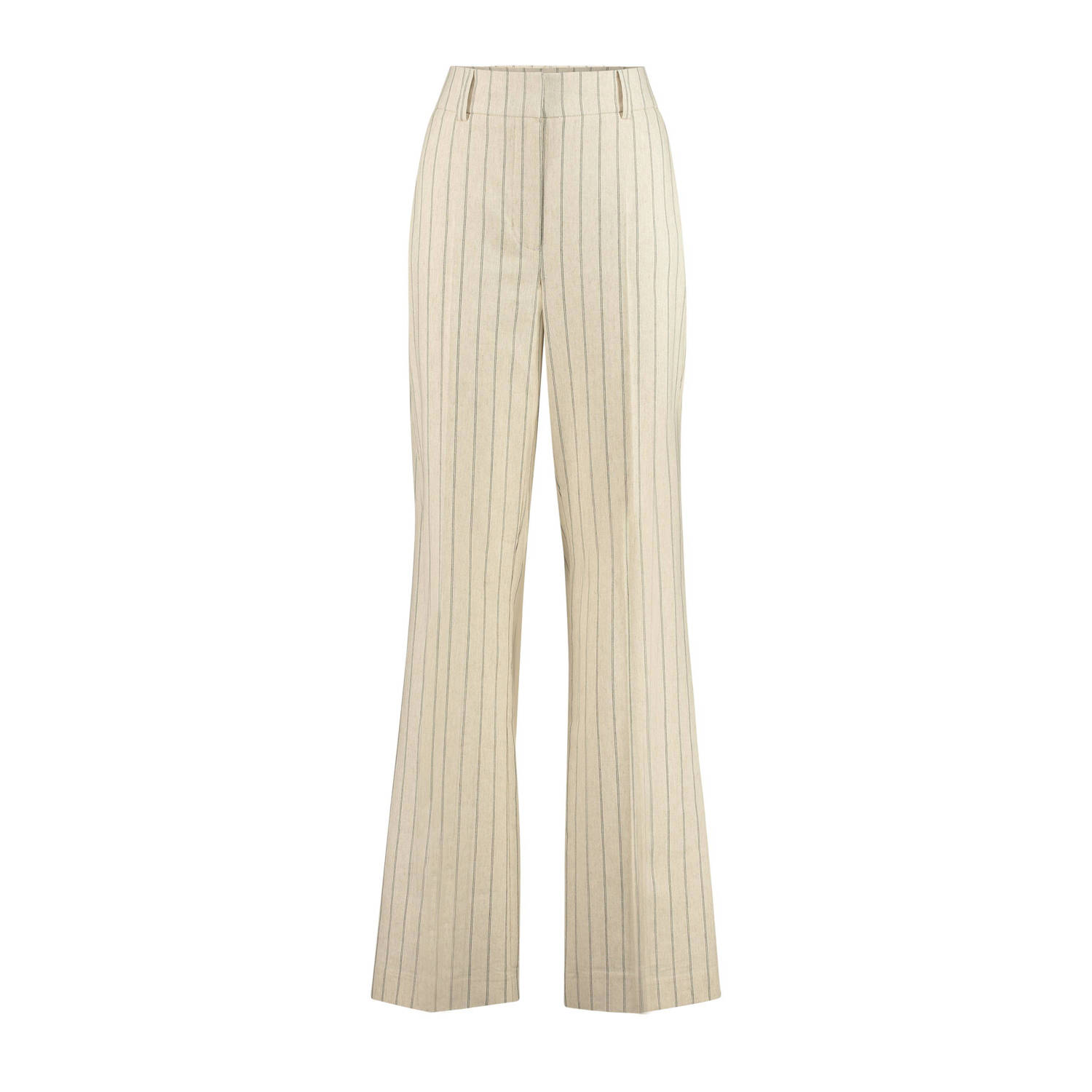 Expresso straight fit pantalon met krijtstreep ecru