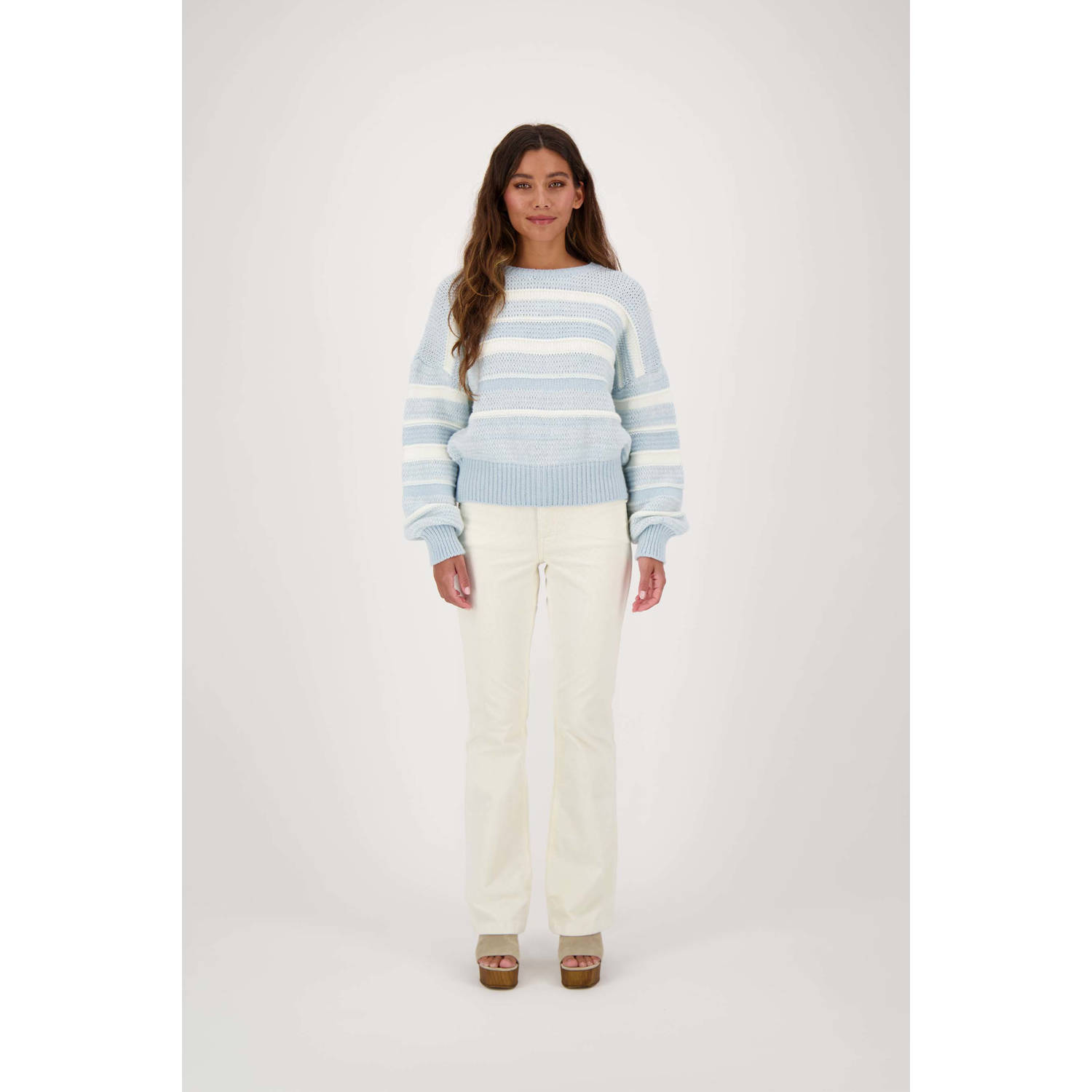Zusss flared high waist broek ecru