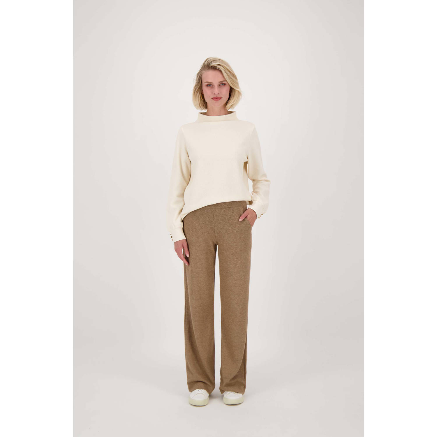 Zusss Crème Structuur Top Beige Dames