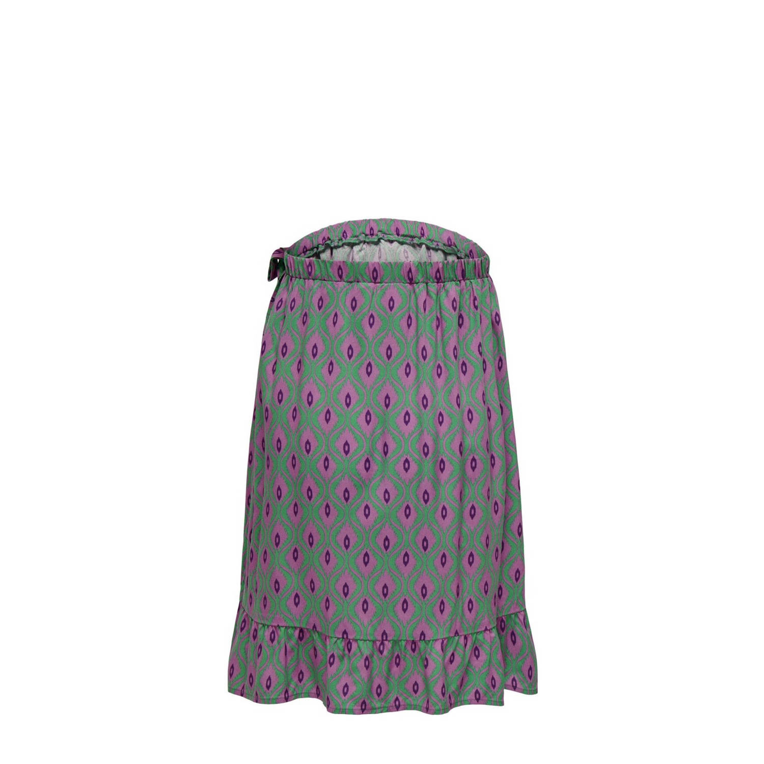 ONLY MATERNITY zwangerschapsrok OLMNOVA met all over print en ruches paars groen