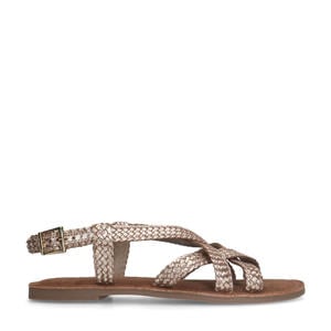 leren sandalen goud