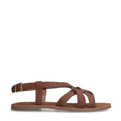 Manfield leren sandalen cognac afbeelding