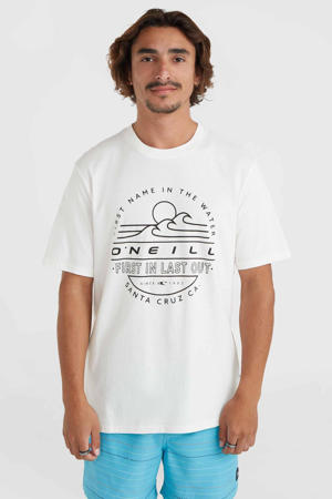 T-shirt met printopdruk gebroken wit