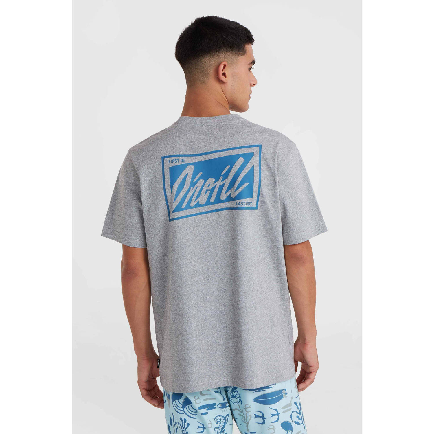 O'Neill regular fit T-shirt met backprint grijs