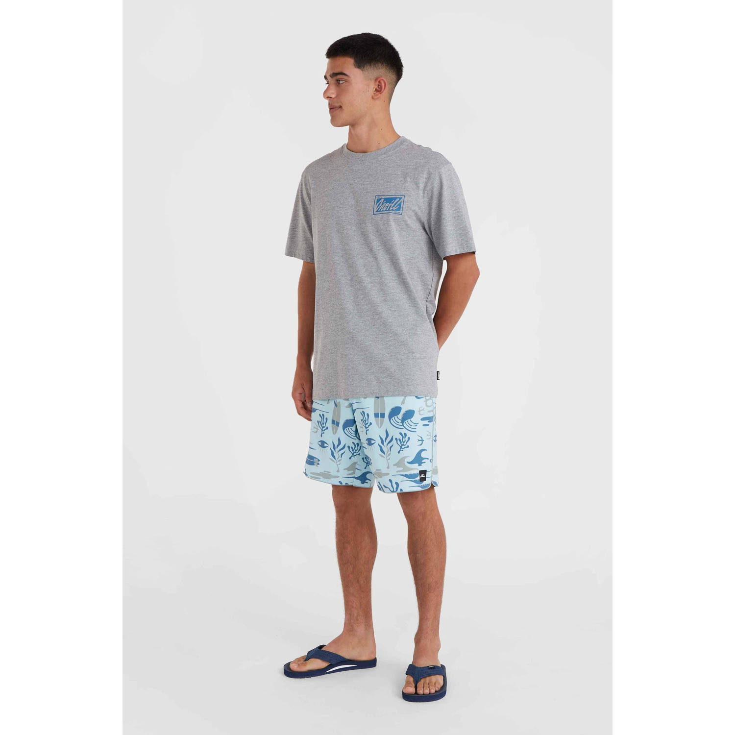 O'Neill regular fit T-shirt met backprint grijs