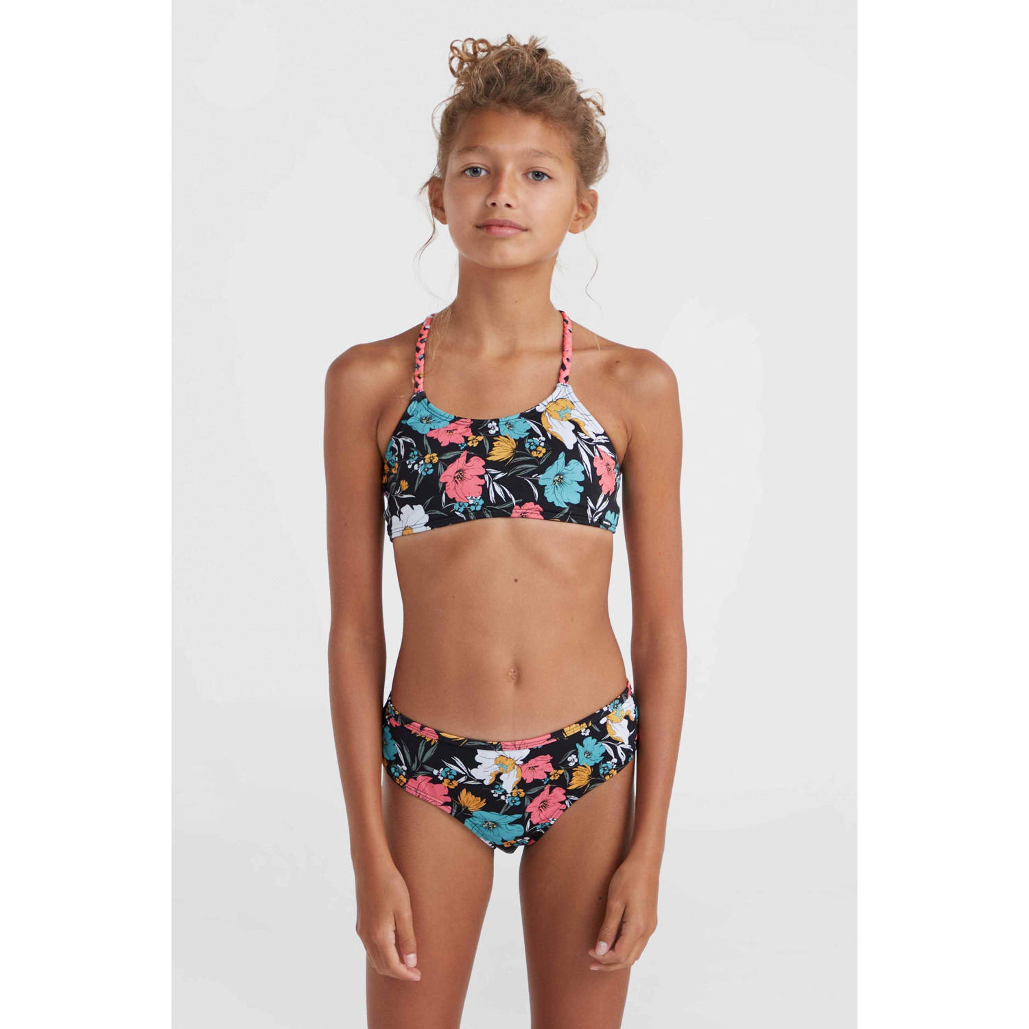 O'Neill crop bikini Tropics zwart multi Meisjes Polyester Bloemen 128
