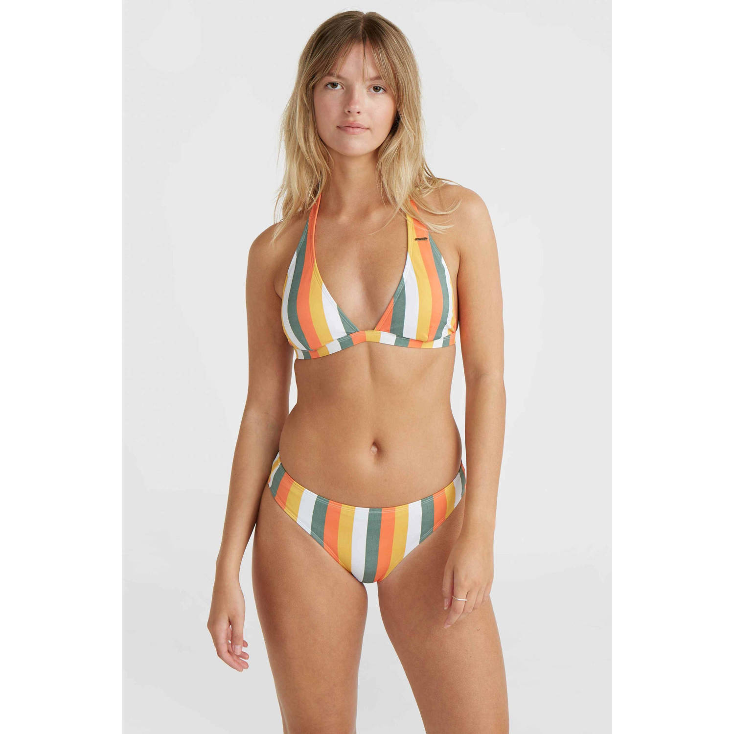 O'Neill voorgevormde halter bikini Marga Rita oranje wit groen