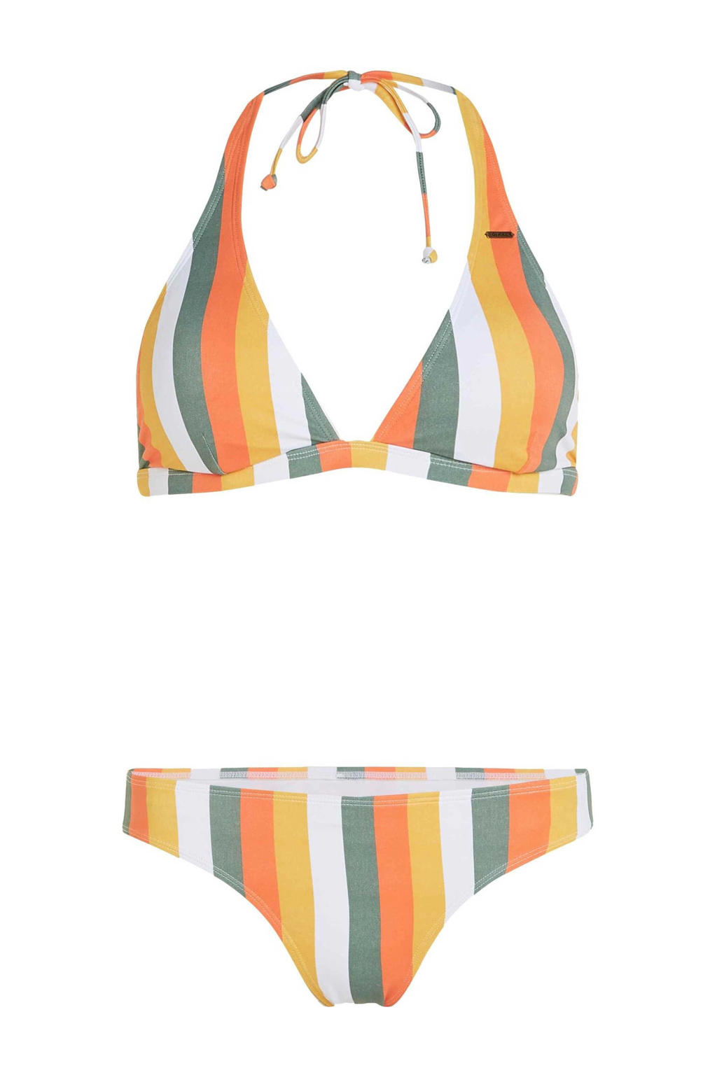 O'Neill halter bikini Marga Rita oranje/wit/groen wehkamp