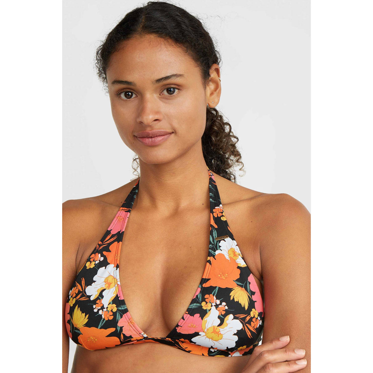 O'Neill voorgevormde halter bikini Marga Rita zwart oranje roze