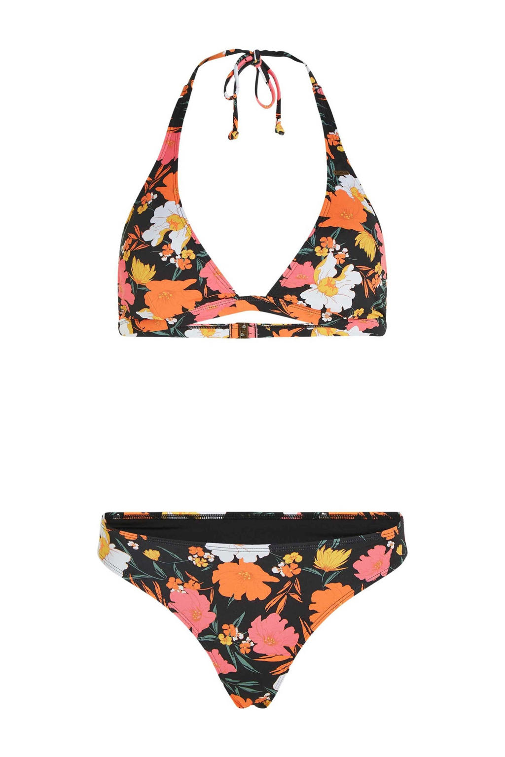O'Neill halter bikini Marga Rita zwart/oranje/roze wehkamp