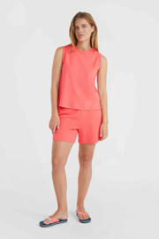 thumbnail: Roze dames O'Neill high waist regular fit short van katoen met elastische tailleband en printopdruk