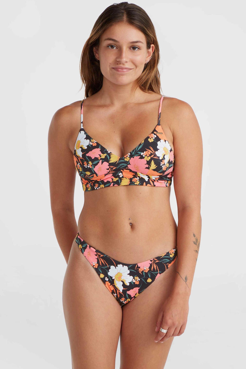 O'Neill voorgevormde triangel bikini Wave Skye zwart/oranje/roze
