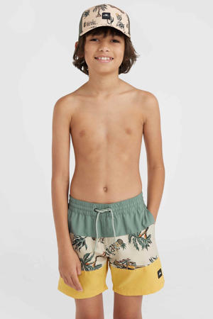 zwemshort Cali Block groen/geel/beige
