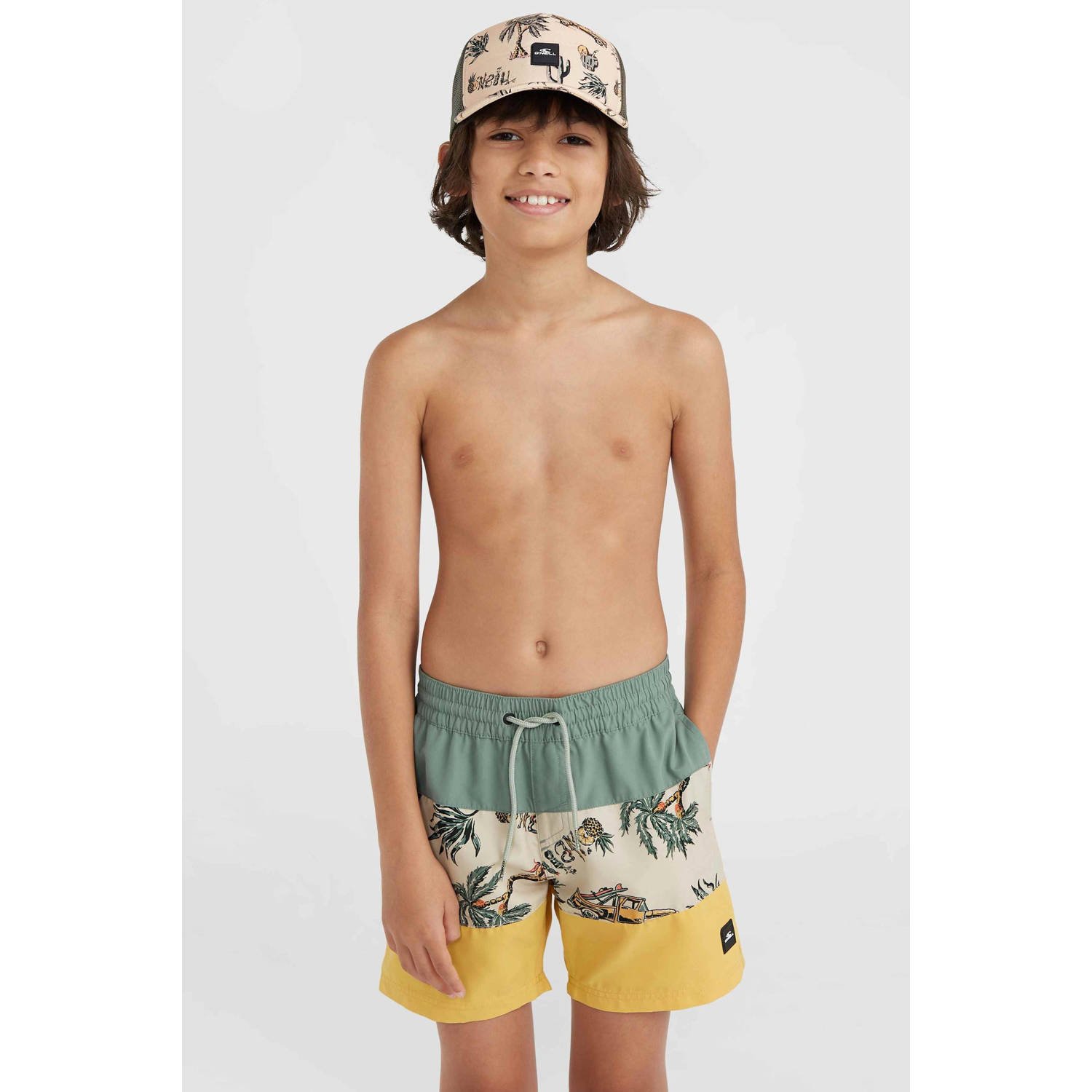 O'Neill zwemshort Cali Block groen geel beige