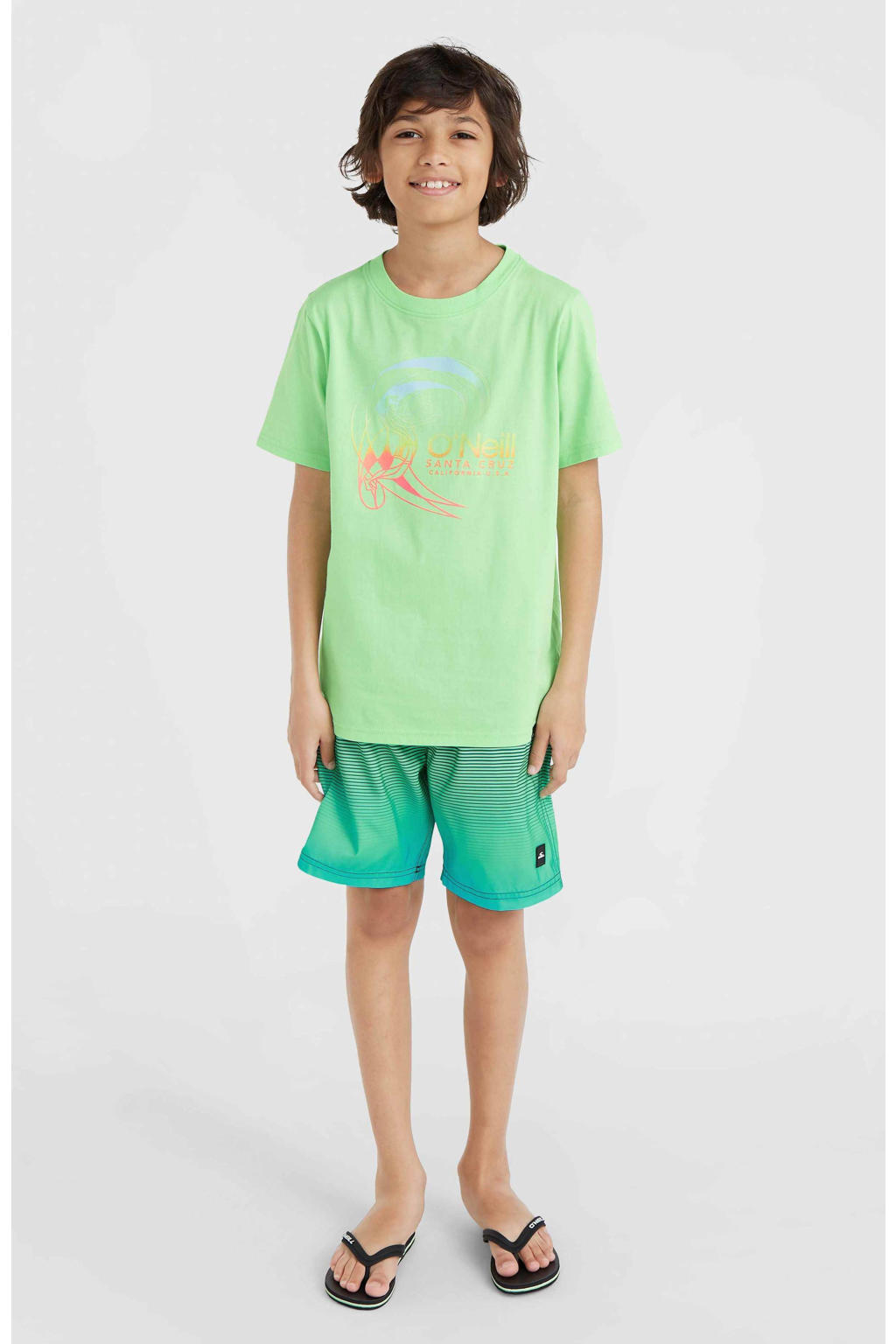 Groene jongens O'Neill T-shirt van katoen met printopdruk, korte mouwen en ronde hals