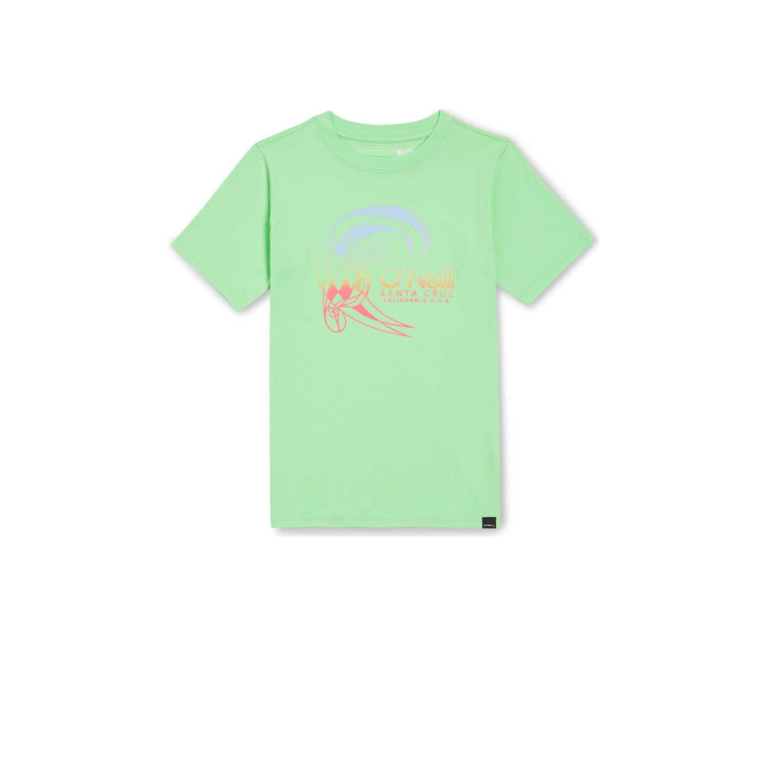 O'Neill T-shirt met printopdruk neon groen Jongens Katoen Ronde hals Printopdruk 128