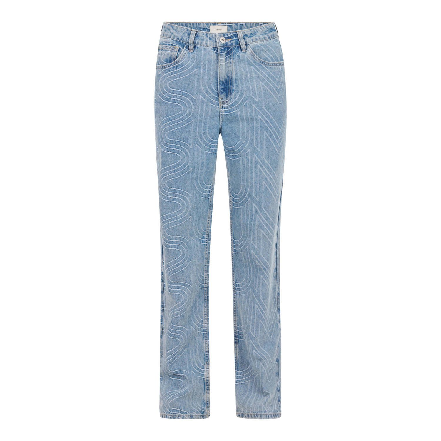Shoeby straight jeans met all over print medium blue denim