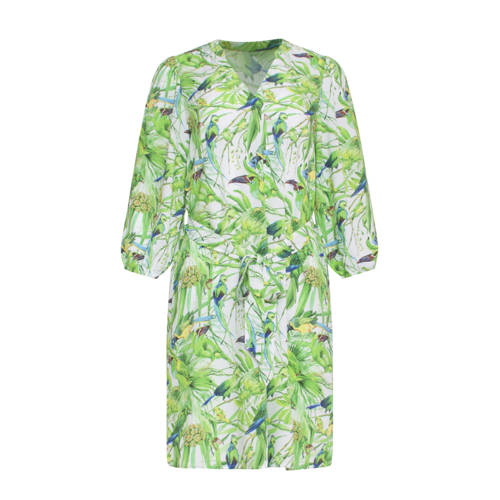 Smashed Lemon A-lijn jurk met all over print groen/wit