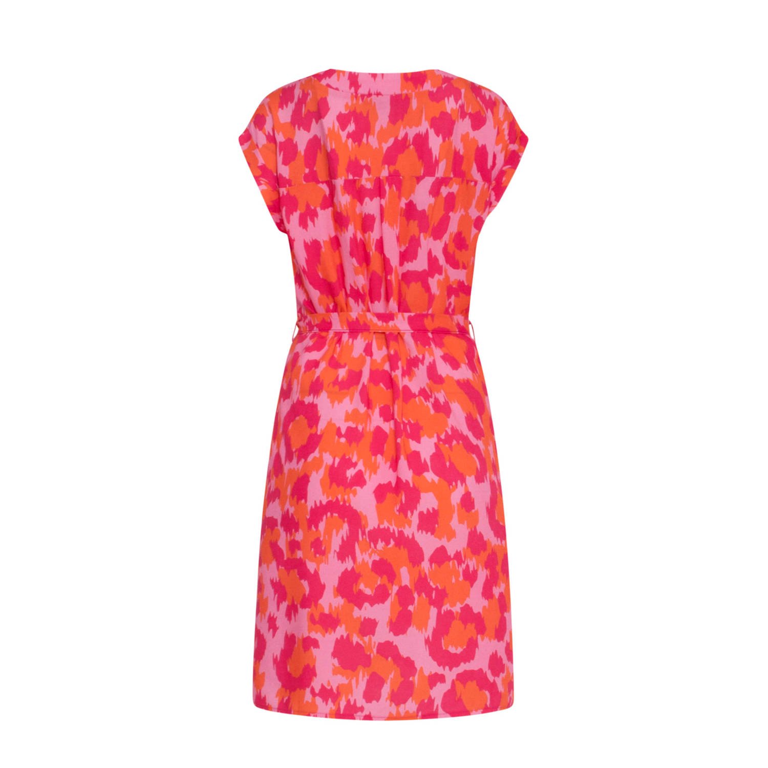 Smashed Lemon jurk met all over print roze oranje