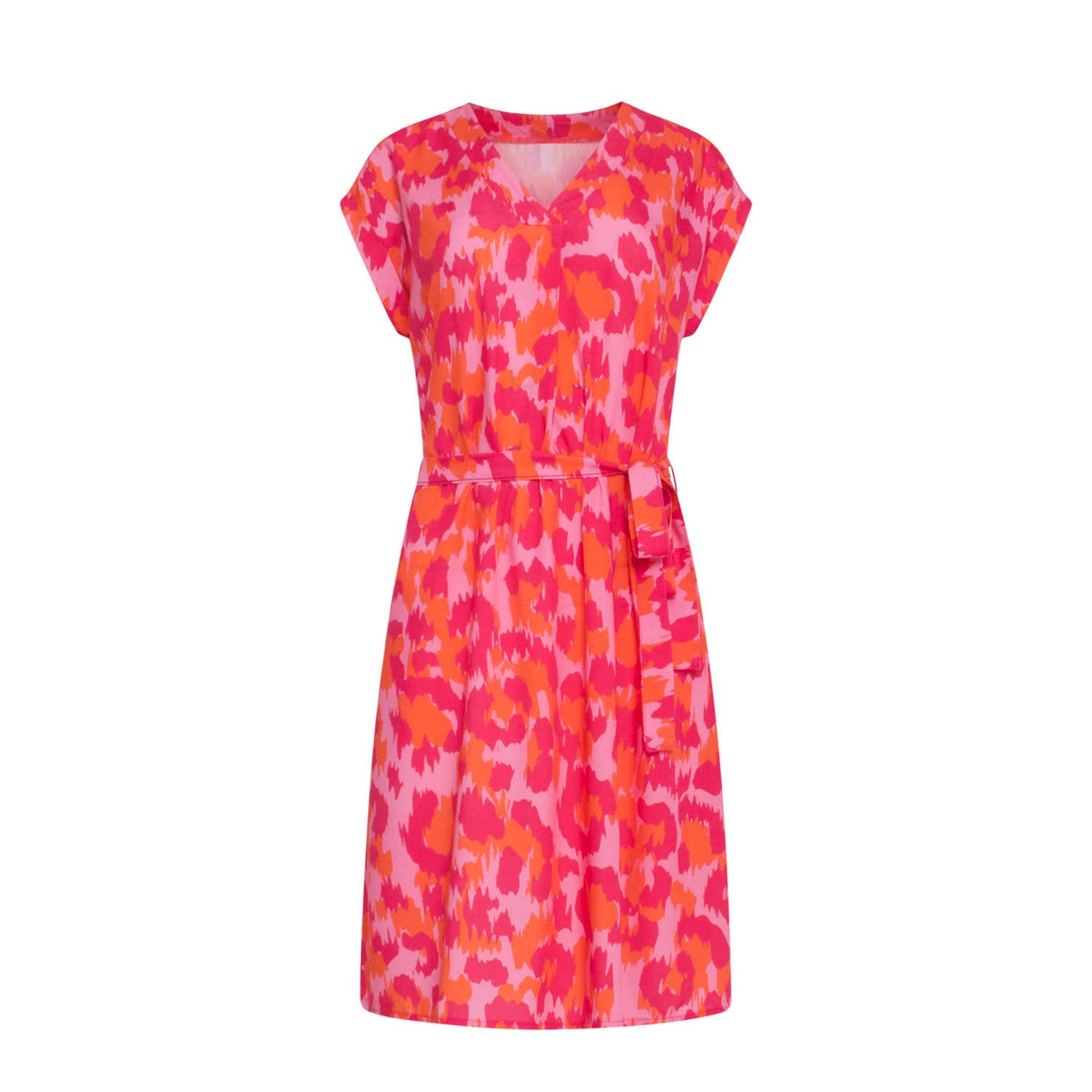 Smashed Lemon jurk met all over print roze oranje