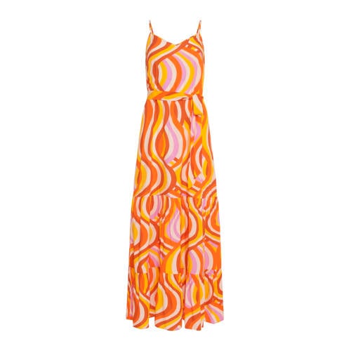 Smashed Lemon maxi jurk met all over print oranje/roze
