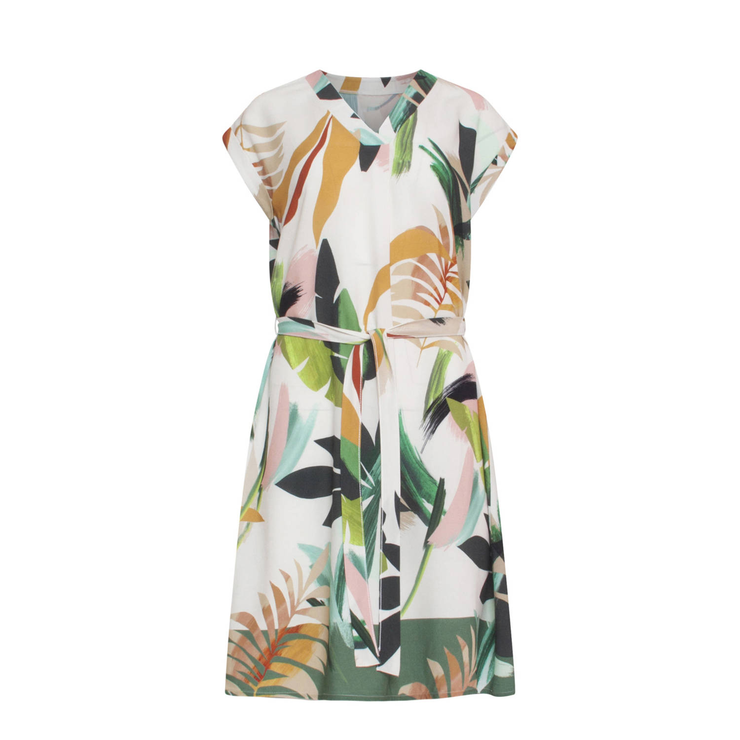 Smashed Lemon jurk met all over print wit groen