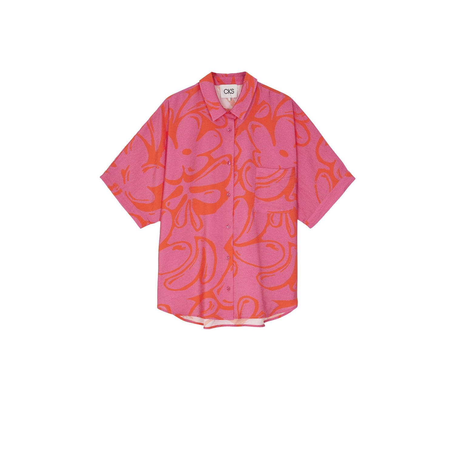 CKS blouse met all over print roze rood