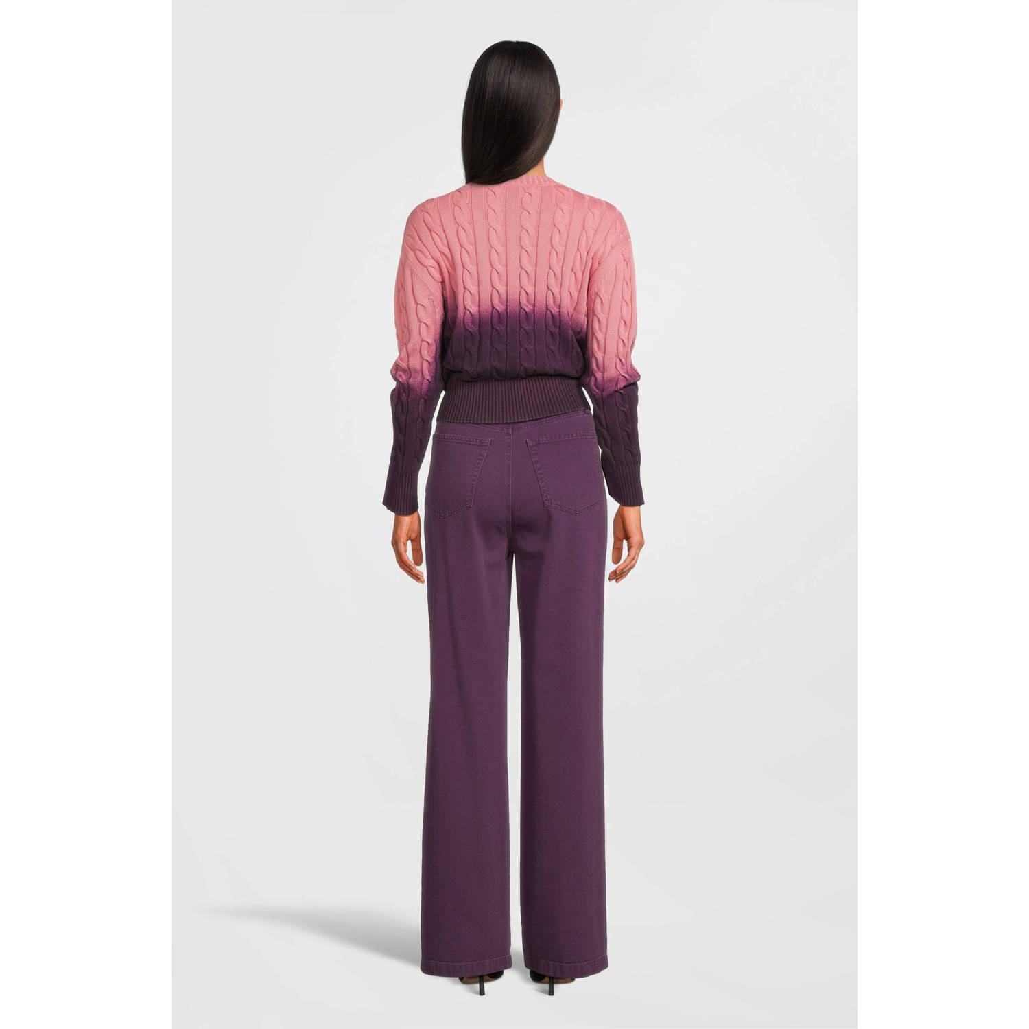 BOSS high waist wide leg jeans paars