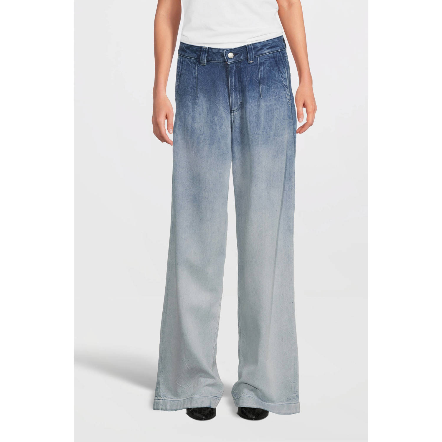 Boss Orange Wide leg jeans met bandplooien model 'MR 1.0'