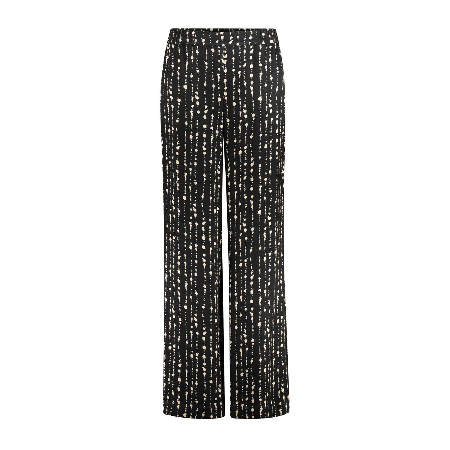 Claudia Sträter straight fit broek met all over print zwart ecru