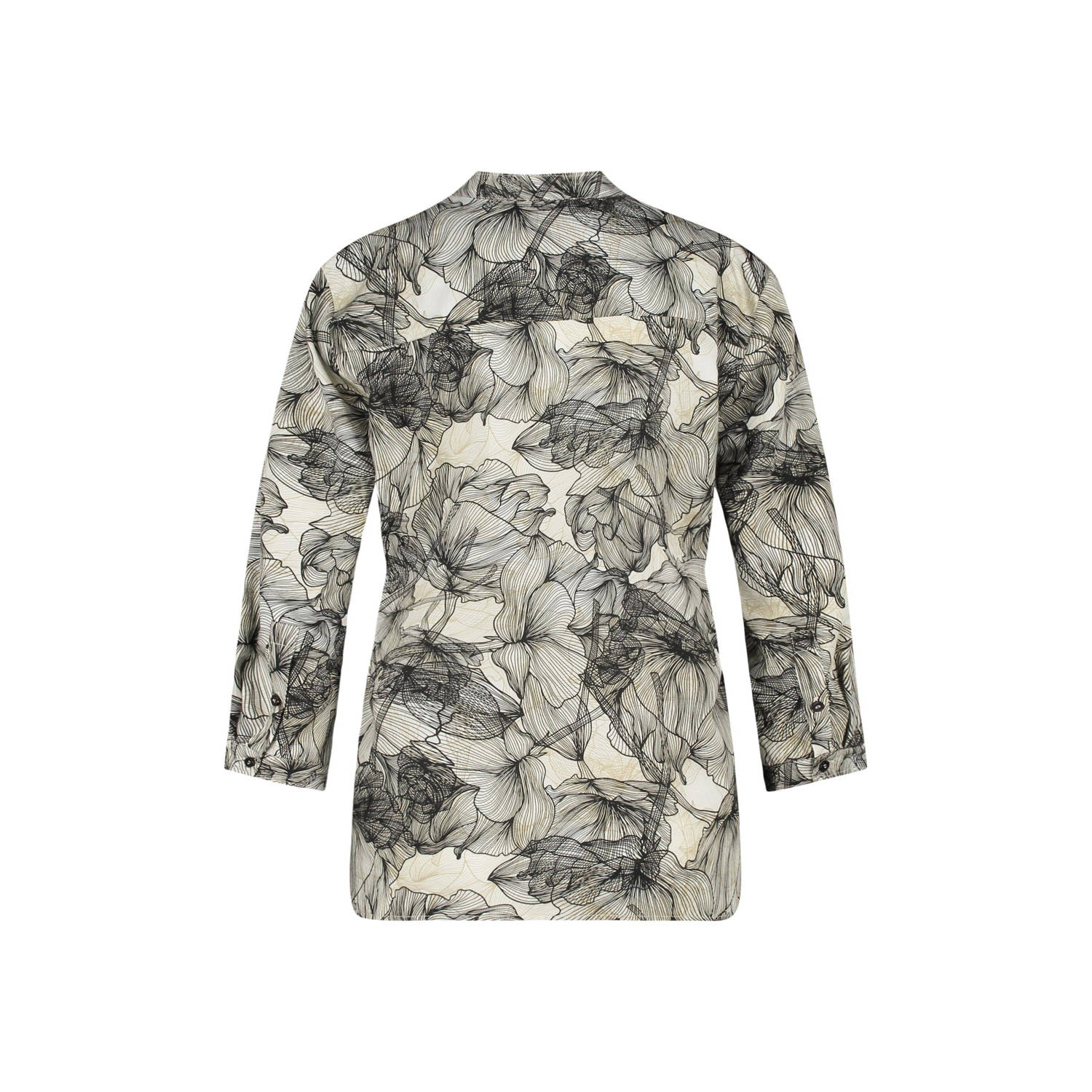 Claudia Sträter blousetop met all over print ecru zwart