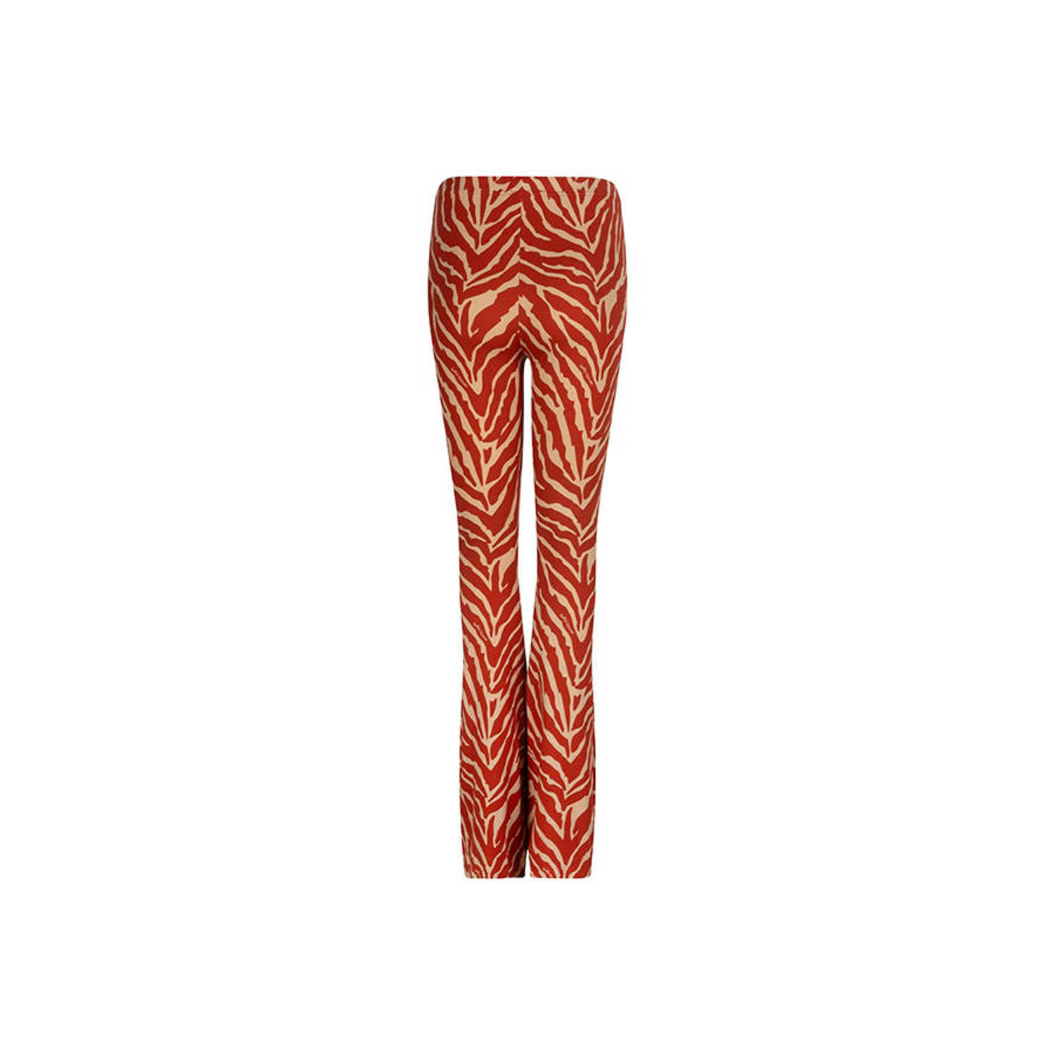 Lofty Manner high waist flared broek met zebraprint roodbruin