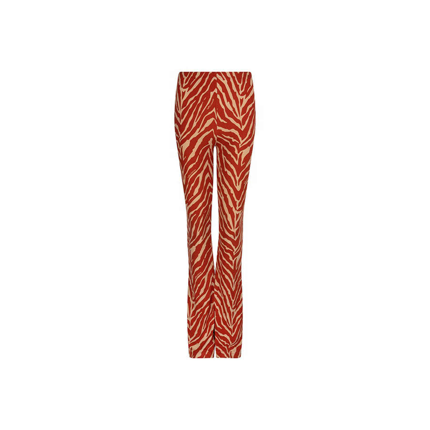 Lofty Manner high waist flared broek met zebraprint roodbruin