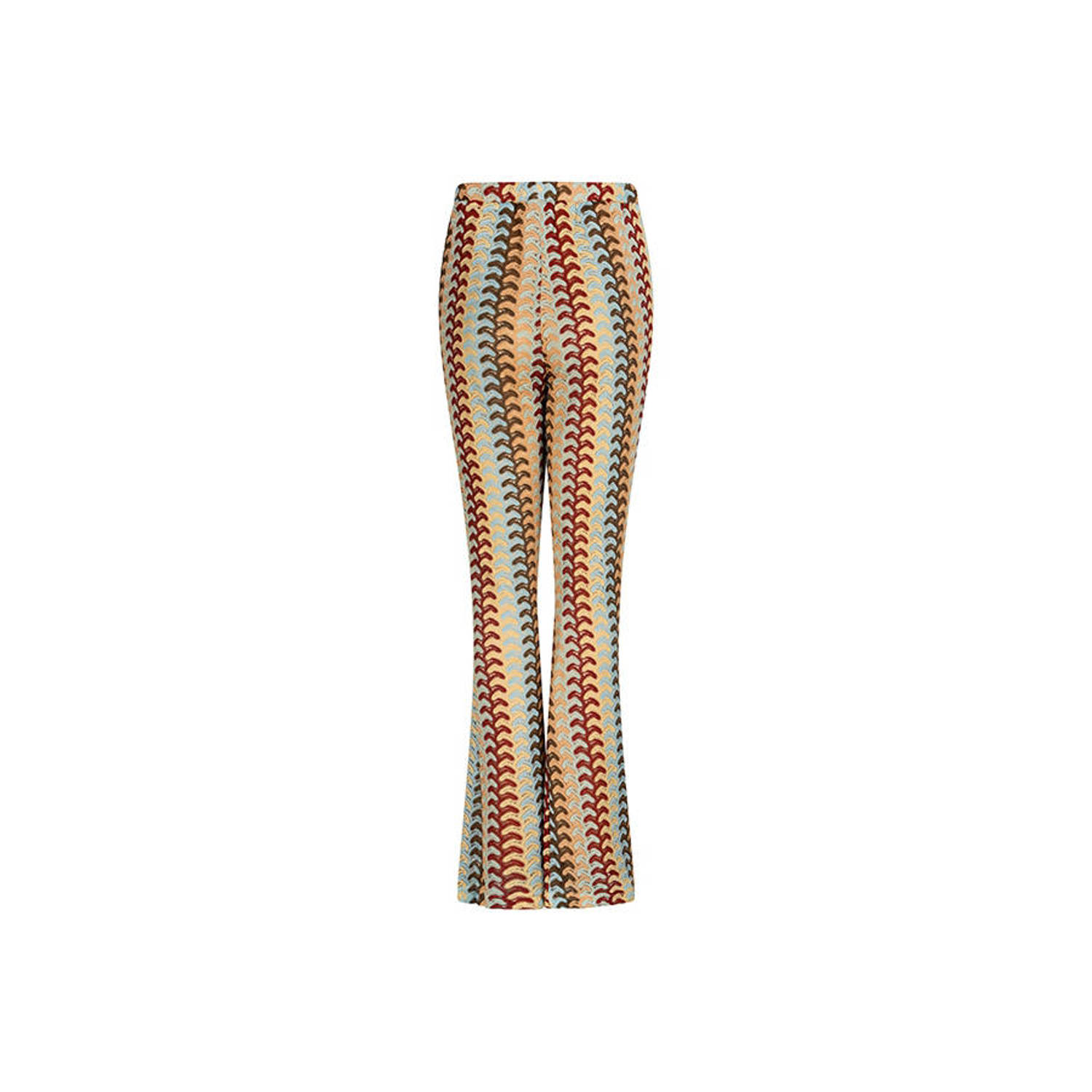 Lofty Manner high waist flared broek met grafische print multi