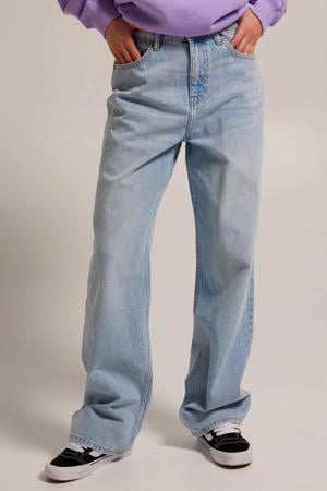 high waist straight leg jeans Irvine light blue denim