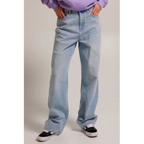 America Today high waist straight leg jeans Irvine light blue denim afbeelding