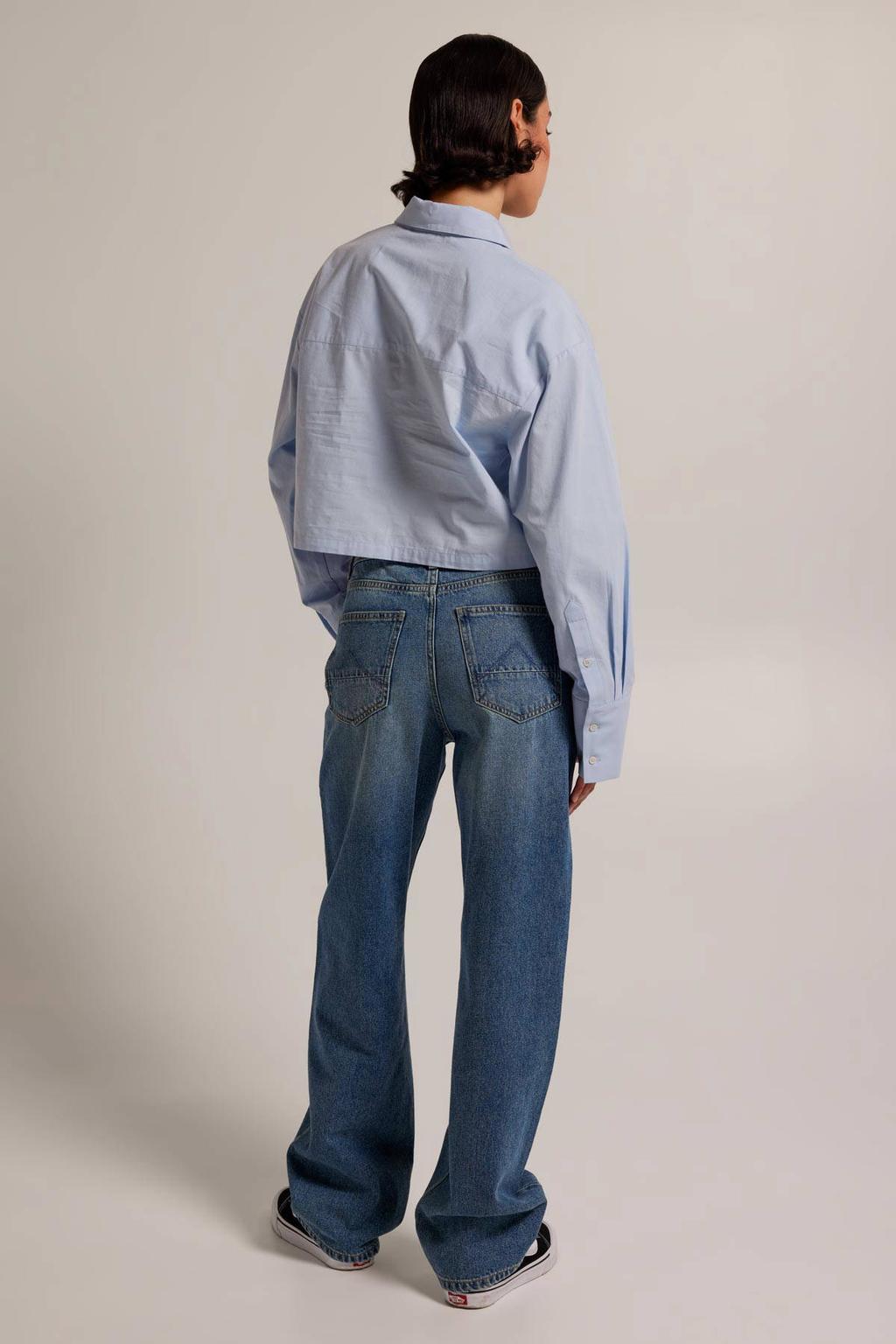 America Today high waist straight leg jeans Irvine dark blue denim