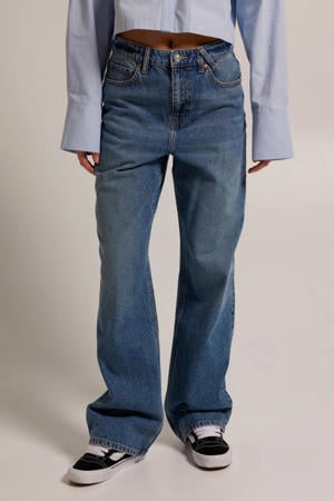 high waist straight leg jeans Irvine dark blue denim