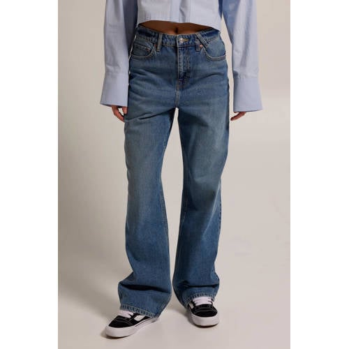 America Today high waist straight leg jeans Irvine dark blue denim afbeelding