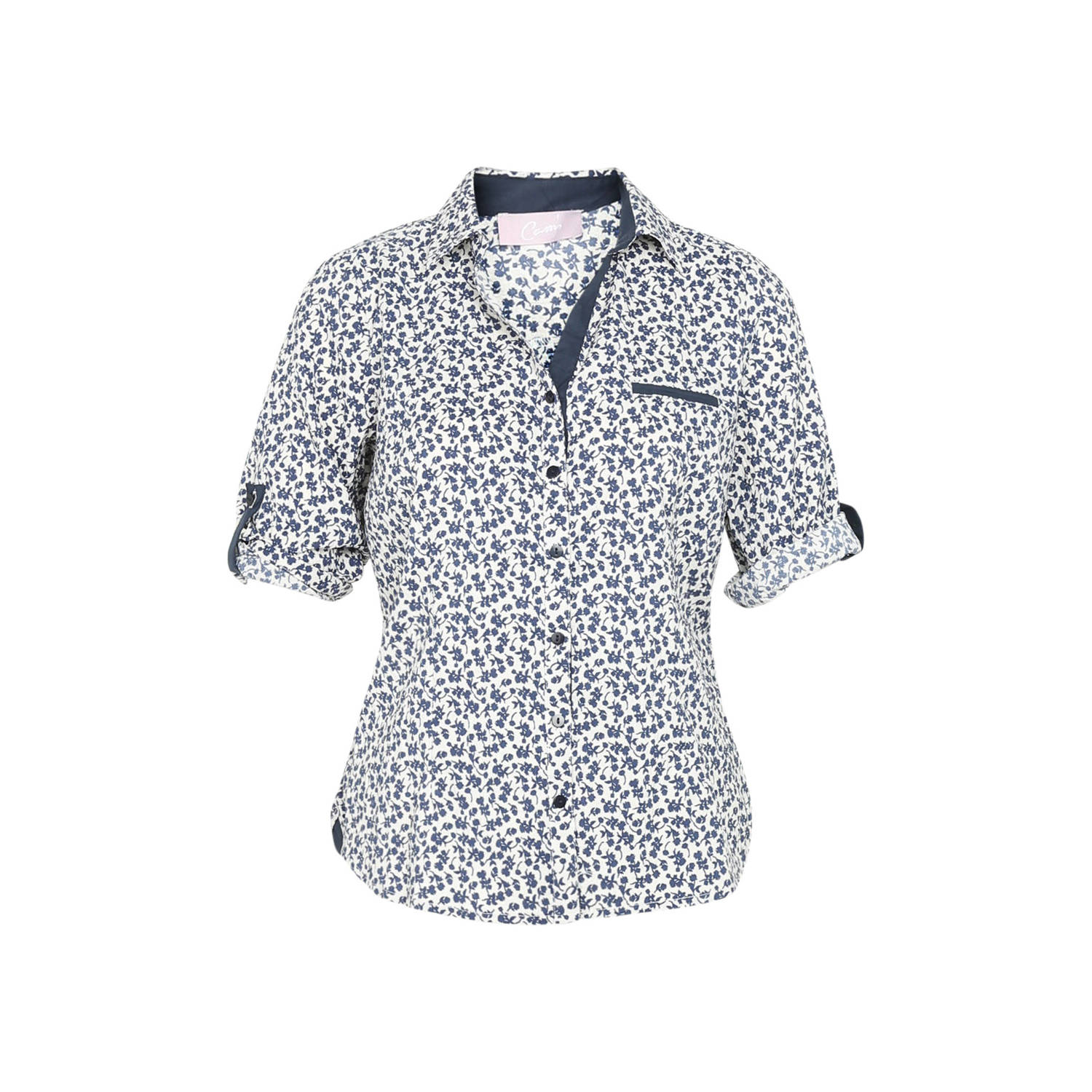 Cassis blouse met all over print marine wit