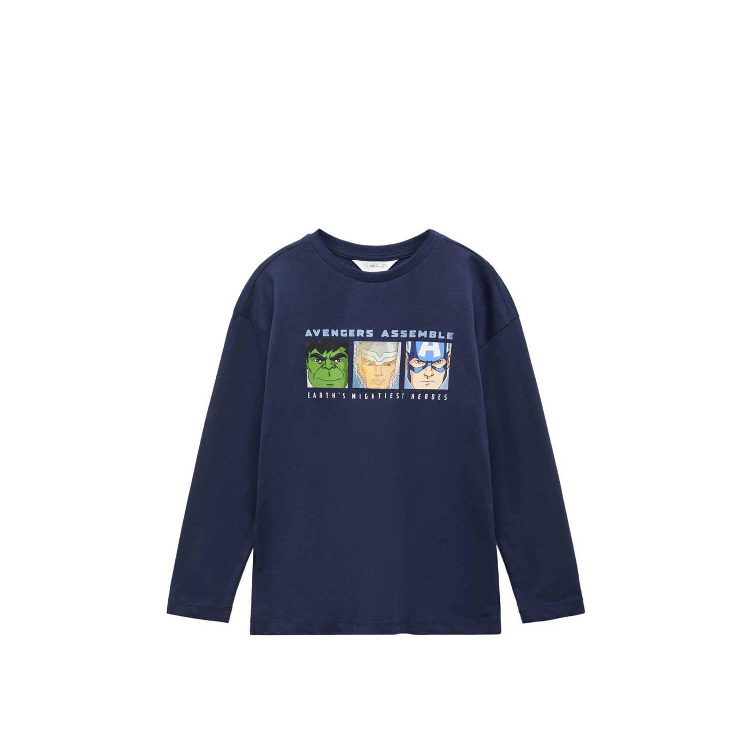 Mango Kids sweater met printopdruk donkerblauw Printopdruk 116