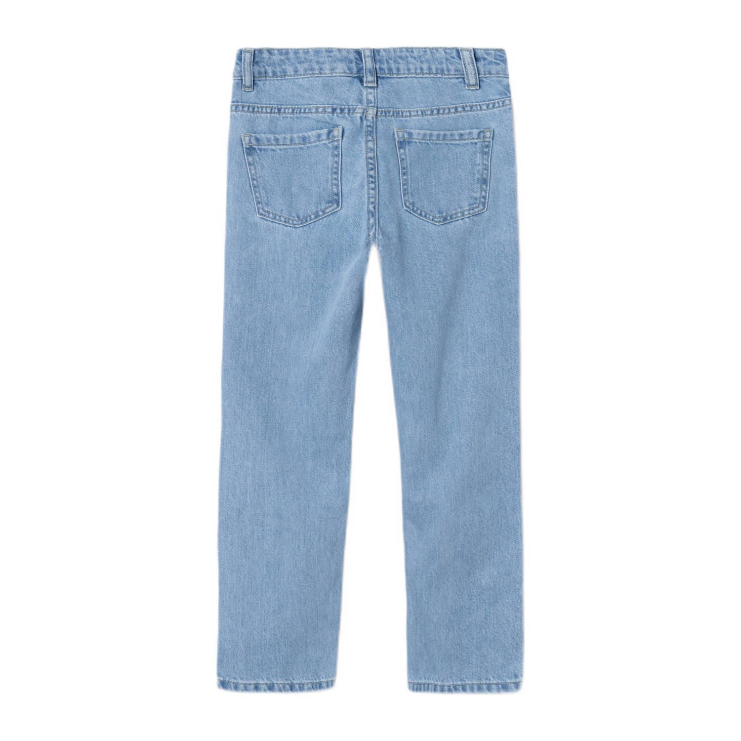 NAME IT KIDS straight fit jeans NKFROSE met sterren light blue denim