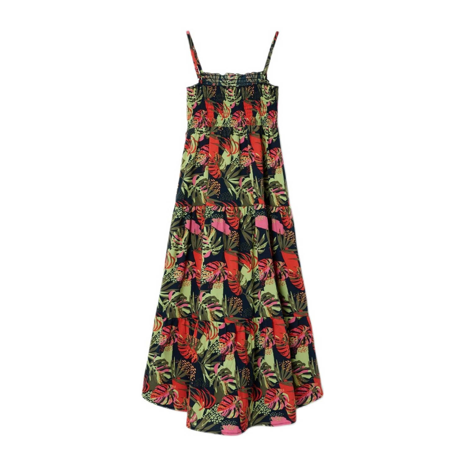 NAME IT KIDS maxi jurk NKFVINAYA met all over print donkerblauw roze groen