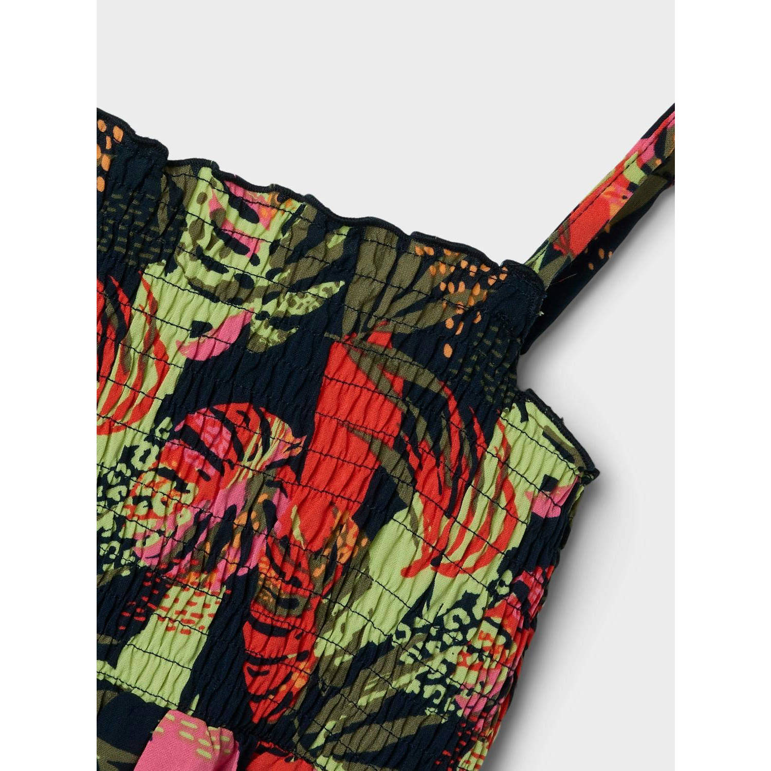 NAME IT KIDS maxi jurk NKFVINAYA met all over print donkerblauw roze groen