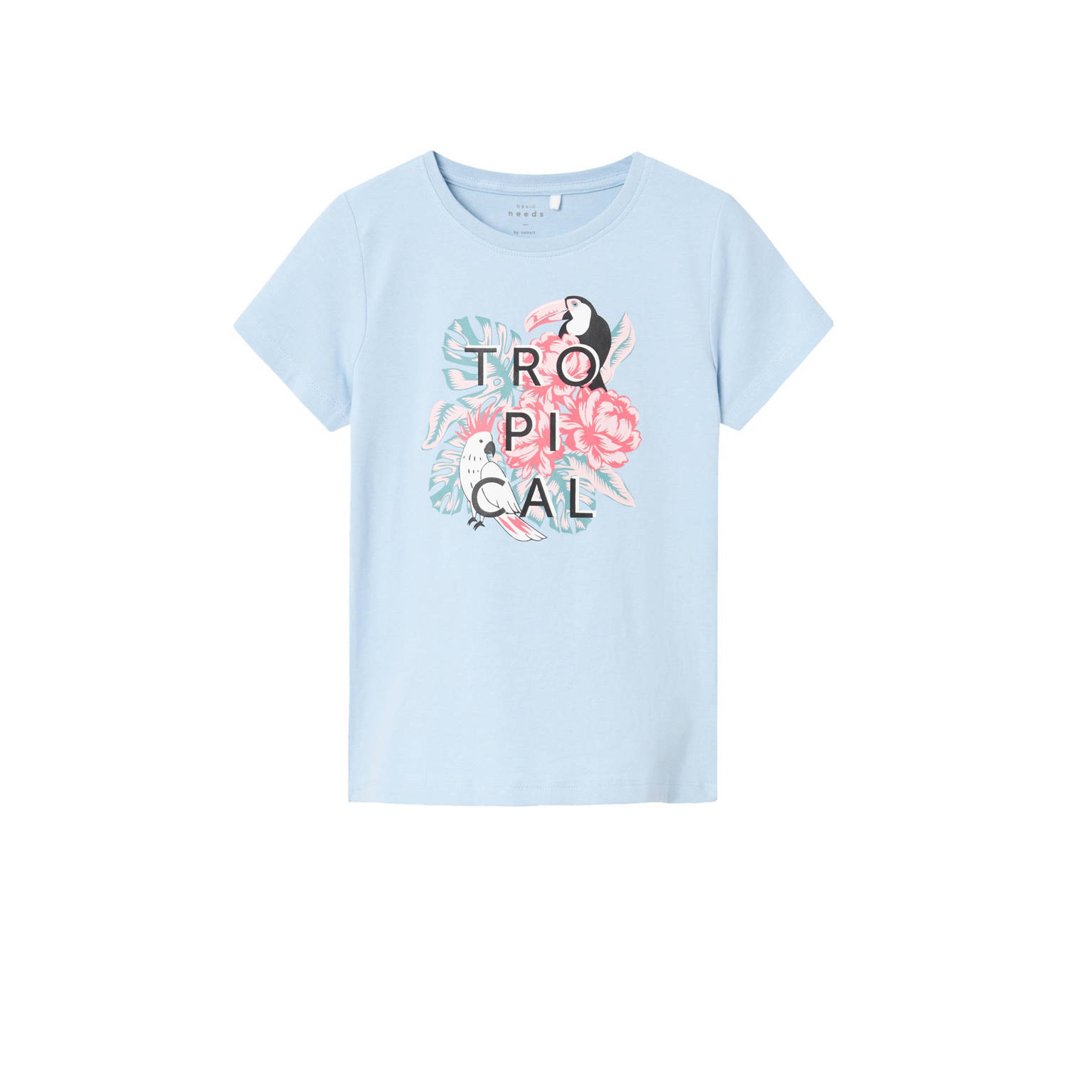 Name it KIDS T-shirt NKFVIX met printopdruk lichtblauw Meisjes Stretchkatoen Ronde hals 122 128