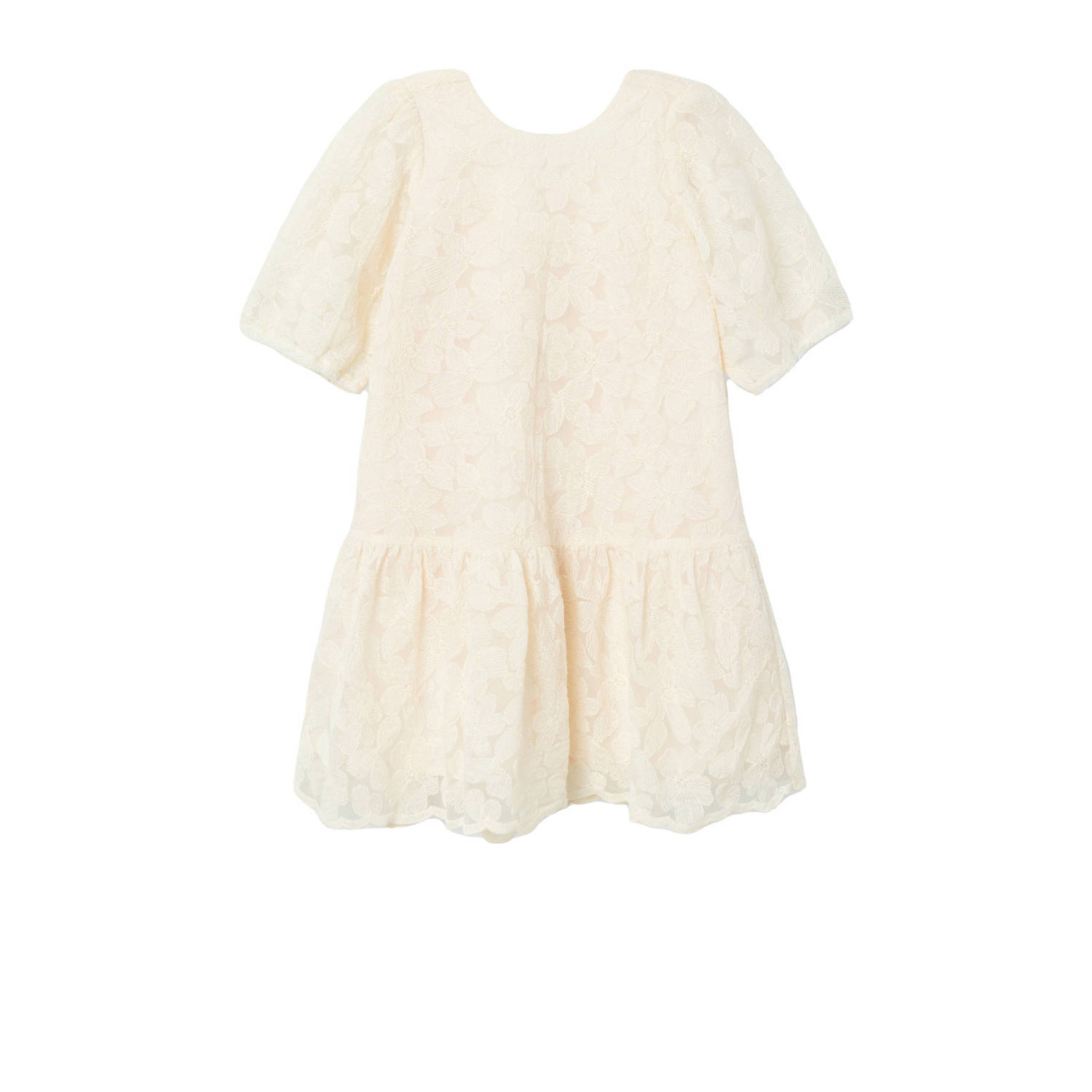 Name it KIDS jurk NKFFISTINA ecru Meisjes Katoen Ronde hals Effen 122